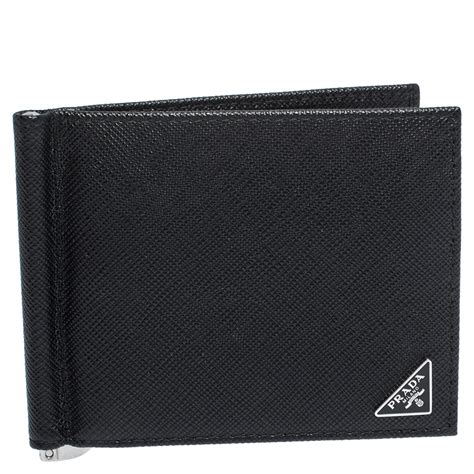 saffiano leather money clip wallet prada|Prada saffiano leather continental wallet.